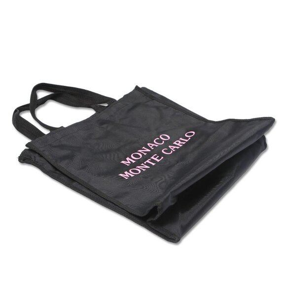 Monte Carlo Nylon Tote Bag Vacation Shoulder Bag Black Pink - Picture 2 of 6